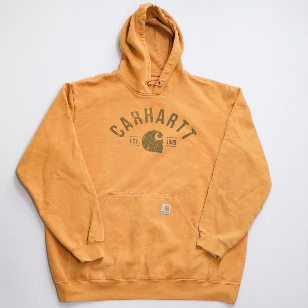 Carhartt Hoodie Men XL Brown Graphic 1889 Logo Original Fit Midweight Sweatshirt